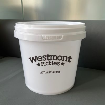 Balde de plástico de 20L para picles certificado pela GAP/ISO/FDA Opções de impressão personalizáveis