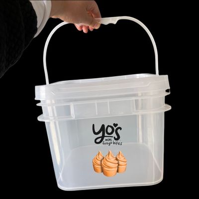 Suporte balde de plástico 1L 2L 3L 5L balde quadrado claro para bebida transferência de calor de impressão