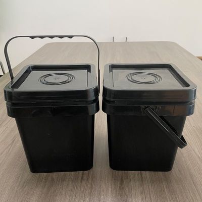 Balde de plástico quadrado preto para sementes em pó 4L 5L 6L Design durável e resistente