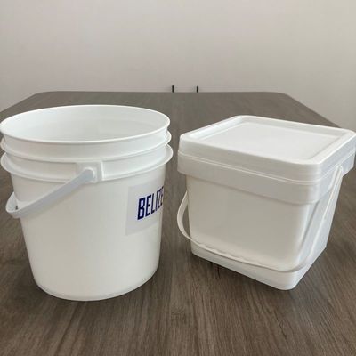 Customize 4L Square Plastic Bucket Food Container com cor azul e padrão impresso