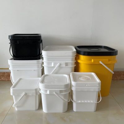Customize 4L Square Plastic Bucket Food Container com cor azul e padrão impresso