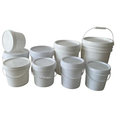 Customize baldes redondos de plástico de 1L 2L 3L 4L 5L com tampa e alça para armazenamento de alimentos