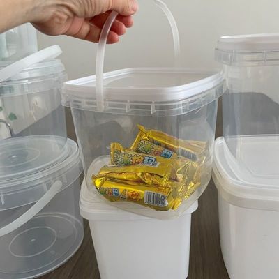 Tela de seda/transferência de calor/impressão IML balde de plástico quadrado para doces e biscoitos
