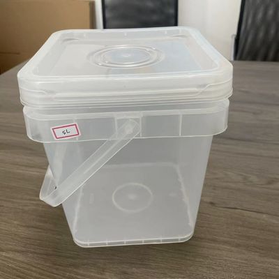 Embalagem de alimentos personalizada Balde de plástico quadrado de 5L com design de abertura fácil e impressão IML