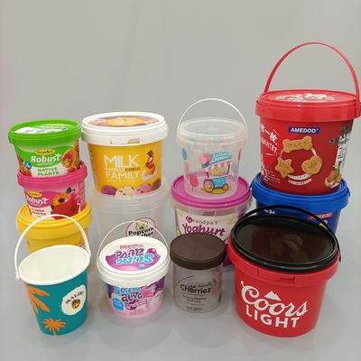 16oz PP balde chá de leite claro recipiente de plástico para festas bebidas duráveis e reutilizáveis