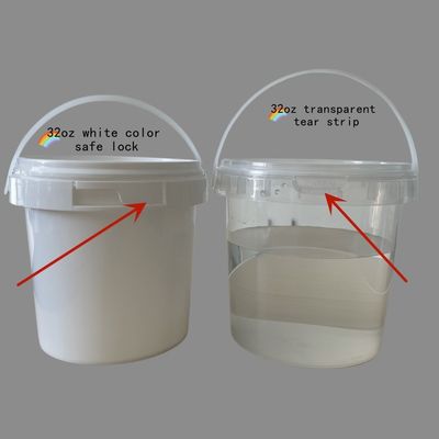 1L de baldes redondos de plástico de qualidade alimentar de PP, impressos sob medida, de espessura à prova de vazamento de 1,0 a 2,5 mm