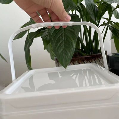 Balde quadrado com tampa e alça para recipiente de plástico para alimentos Armazenamento de nozes secas