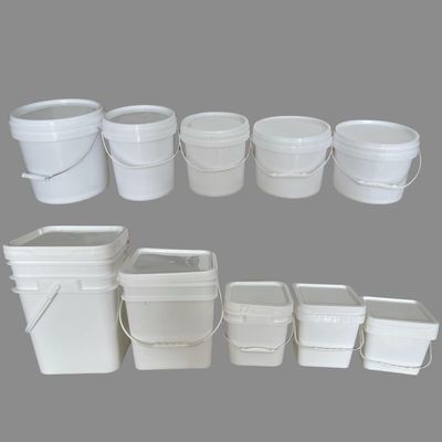 10L 12L 16L 18L 20L 25L Balde de plástico retangular de cor branca com tampa de Qingdao