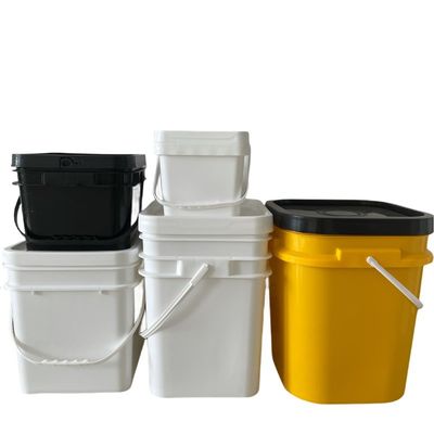 1L-25L baldes de cores quadradas com alça certificada pela GAP/ISO/FDA e à prova de fugas