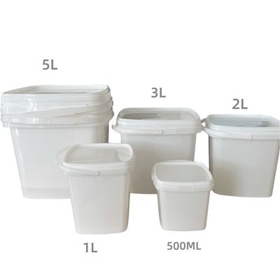 Balde quadrado de plástico reciclado com tampa fácil de abrir e fechar, espessura de 1,0 a 2,5 mm