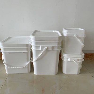 Balde quadrado de plástico reciclado com tampa fácil de abrir e fechar, espessura de 1,0 a 2,5 mm