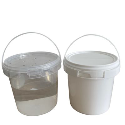 Baldes de plástico de qualidade alimentar de 1L 2L 5L de cor branca transparente de fácil abertura, com tampa e alça