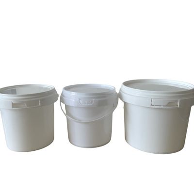 Baldes de plástico de qualidade alimentar de 1L 2L 5L de cor branca transparente de fácil abertura, com tampa e alça