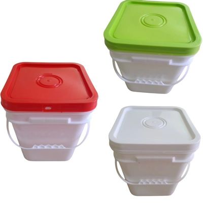 Balde redondo ou quadrado Personalize balde de plástico quadrado de 3L com tampa fácil de abrir e fechar