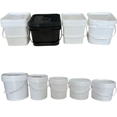 Balde de plástico quadrado personalizado em HDPE com tampa para cimento em pó de mastigação e tinta emulsão