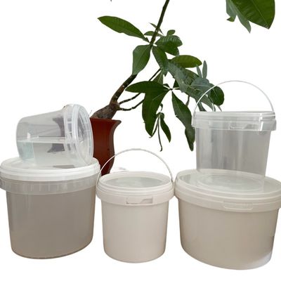 Impressão de logotipo personalizado Balde de plástico com tampa de qualidade alimentar Branco e ecológico
