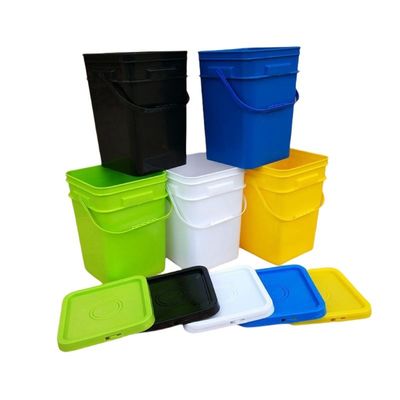 4L 5L 6L 7L 8L 10L 15L 18L 20L Balde de plástico quadrado com tampa Impressão de logotipo personalizado