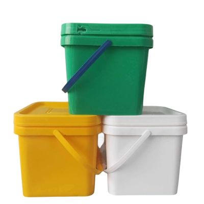 4L 5L 6L 7L 8L 10L 15L 18L 20L Balde de plástico quadrado com tampa Impressão de logotipo personalizado