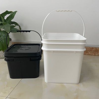 Balde de plástico quadrado de 15L personalizável com alça de impressão e acessórios