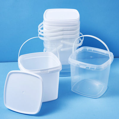 Alimentos para animais de estimação 4L 5L 6L 8L 10L Lugar branco transparente balde de plástico plástico balde de plástico com tampa