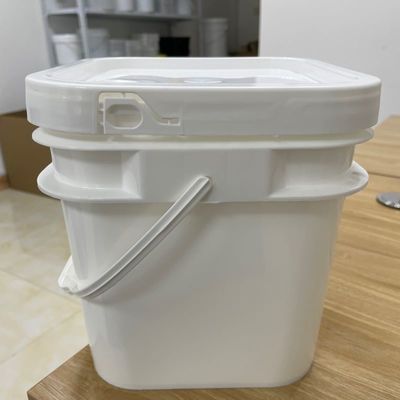 Selo à prova de adulteração 5L 6L Balde quadrado com tampa selada e balde de plástico impresso com logotipo