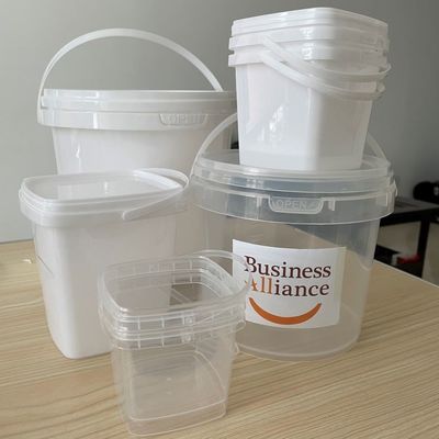 Balde de plástico quadrado personalizável 500ml 1L 2L 3L 5L com opção de recipiente quadrado