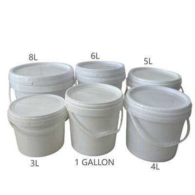 Customize pequeno balde de plástico branco com tampa 1L 2L 3L 4L 5L e amostra gratuita incluída