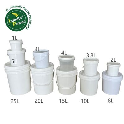 Customize pequeno balde de plástico branco com tampa 1L 2L 3L 4L 5L e amostra gratuita incluída