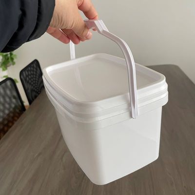 Customize 3L 5L fácil de abrir balde retangular balde de plástico com tampa e alça