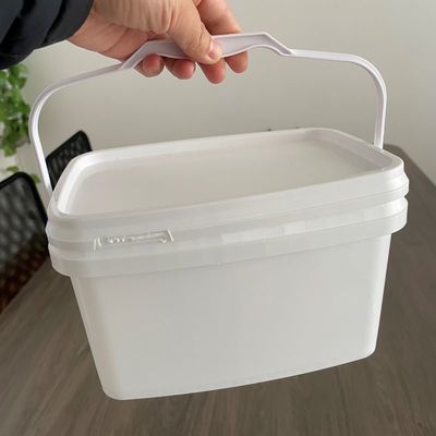 Customize 3L 5L fácil de abrir balde retangular balde de plástico com tampa e alça