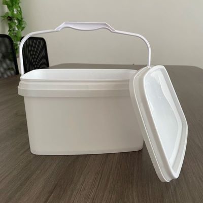 Customize 3L 5L fácil de abrir balde retangular balde de plástico com tampa e alça