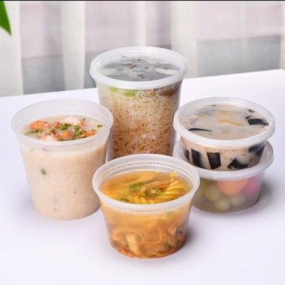 Personalização industrial Baldes de plástico transparente de 300 ml, 500 ml e 750 ml com tampa e tampa
