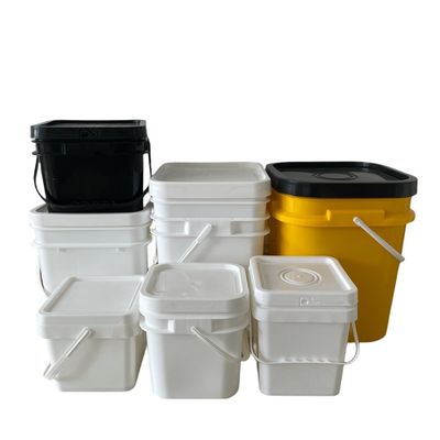 Baldes de plástico quadrado de polipropileno/HDPE com tampa e alça de impressão a cores personalizadas