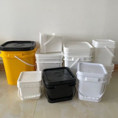 Baldes de plástico quadrado de polipropileno/HDPE com tampa e alça de impressão a cores personalizadas