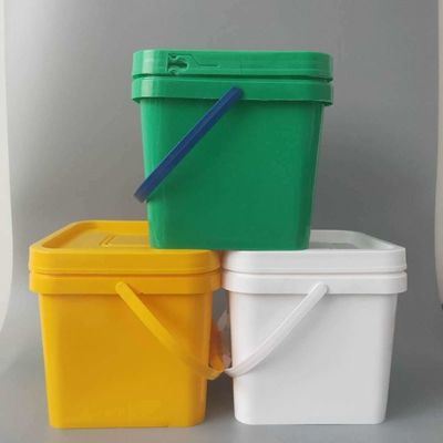 Baldes de plástico quadrado de polipropileno/HDPE com tampa e alça de impressão a cores personalizadas