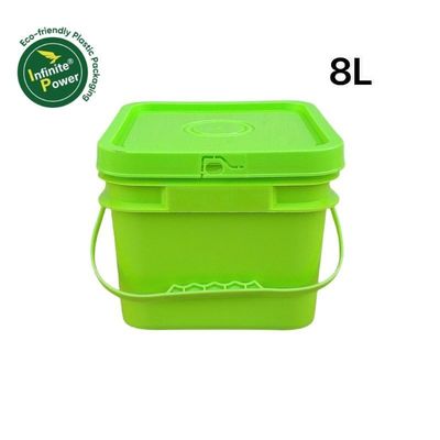 Baldes de plástico quadrado de polipropileno/HDPE com tampa e alça de impressão a cores personalizadas