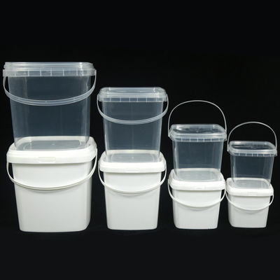 1-25L Container de balde de plástico de cor quadrada e branca de qualidade alimentar para personalização