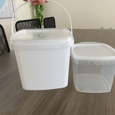 GAP/ISO/FDA Certified Square Plastic Bucket em 500ml 1L 2L 3L 4L 5L Dimensões para Snacks