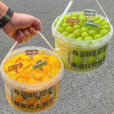1000 ml de banheiras personalizadas Salsa de bebida Balde de comida com tampa de impressão Transferência de calor