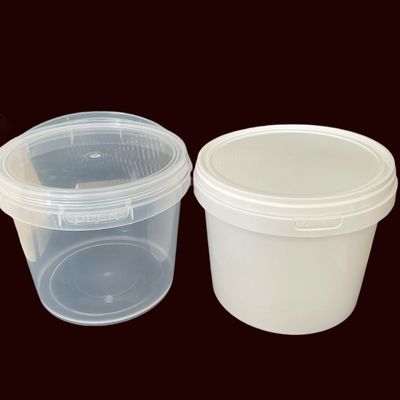 Material de polipropileno Contenedor de alimentos 3L 5L redondo ou quadrado com tampa Balde plástico