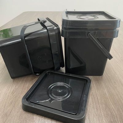 5L balde de plástico preto para beber ou personalizar recipiente quadrado impresso
