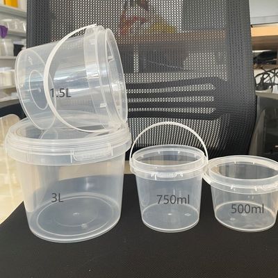 500 ml 750 ml 1L 1.5L baldes de plástico redondo de qualidade alimentar com tampa para sorvete mel pipoca e amendoim