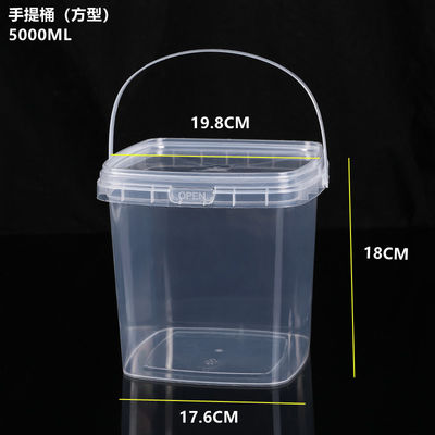 2L 3L 5L 8L 10L balde de plástico transparente com tapa fácil de abrir e fechar