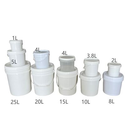 Baldes de plástico redondo industriais 1L-25L com alça e tampa certificados pela GAP/ISO/FDA