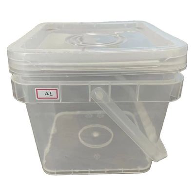 Impressão de tela de seda recipiente de balde de plástico 1-25L quadrado branco e claro de qualidade alimentar