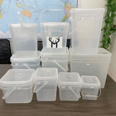 Forma quadrada HDPE 4L 5L 8L balde de plástico balde de plástico quadrado com tampa e alça
