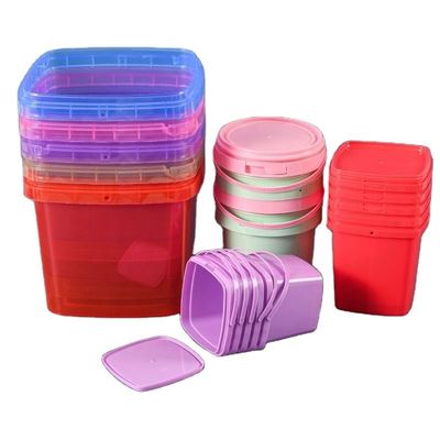 Balde de polipropileno 200ml-25L recipiente de plástico quadrado com alça para benefício