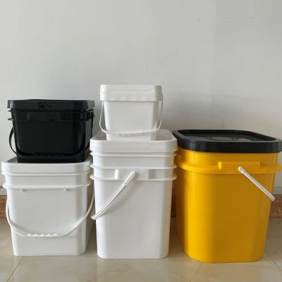 Balde quadrado azul de 20 kg com tampa e alça Solução de armazenamento de grãos de café que economiza espaço