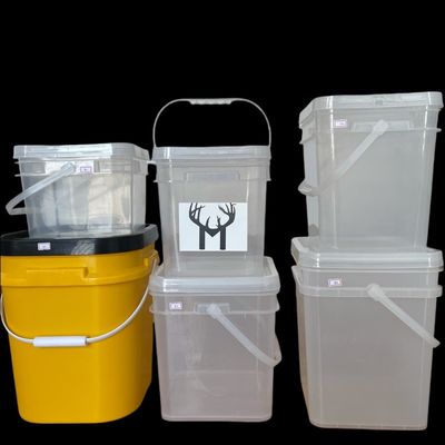 Balde de armazenamento de sementes quadrado com projeto transparente e alça de tampa conveniente
