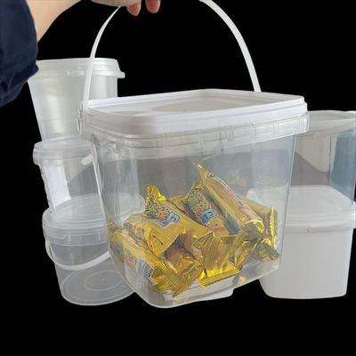 Balde de armazenamento de sementes quadrado com projeto transparente e alça de tampa conveniente
